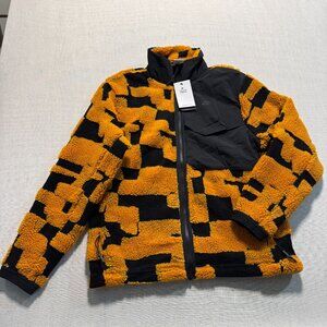 Nike Therma-Fit Jacket Black & Yellow Fleece Full Zip Geometric Design
